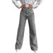 Silver-gray Straight-leg Jeans For Women, Spring And Autumn, New Versatile High-waisted Slimming Loose-fitting_ecoleips.com