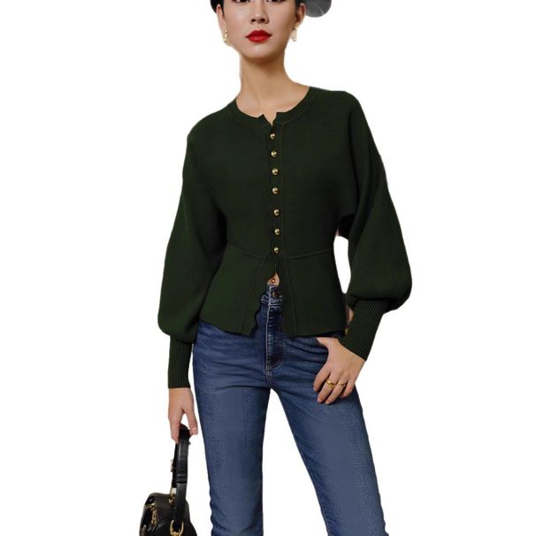 Essential Solid Color Knit Sweater - Women's Oversized Pullover With Comfortable Core-Spun Yarn (Olive Green, S-Xxl)_ecoleips.com