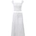 Winter Fashion Women's Square Neck Tie Up Lace Vest And Ruffle Skirt Set European American Export Style 2024 Spliced_ecoleips.com