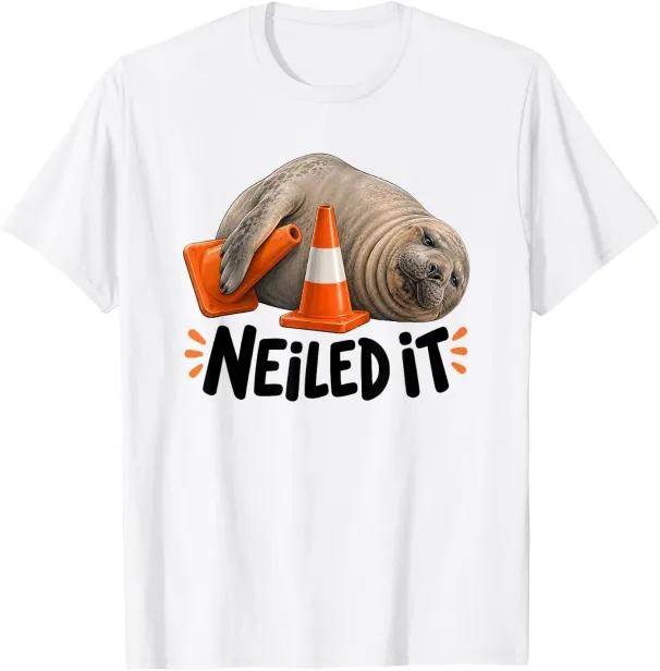 Women's T-Shirts Neil The Neiled It Funny Elephant Seal Meme T-Shirt_ecoleips.com
