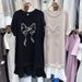 Women's Casual Fashionable Versatile Long Dress Bow And Pearl Embellishment Loose Fitting Slimming Short Sleeved Summer Style_ecoleips.com