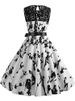 Lace Patchwork Floral Print Women Summer Dress Hepburn 50s 60s Elegant Vintage Dress Office Ladies A-Line Party Dresses Belt_ecoleips.com