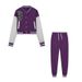 Women's Single Breasted Letter Printed Baseball Uniform Sports Suit Two Piece Set Fashion_ecoleips.com