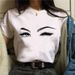 Euroean And American Cross-border Foreign Trade Clothing, Sexy Eyelash Rint Round-neck Short-sleeve Women's T-shirt_ecoleips.com
