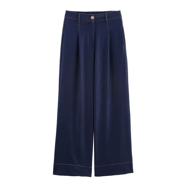 Women's Clothing ZARZ Contrast Stitch Jacket & Wide-Leg Pants Set – Trendy Two-Piece Outfit For Women_ecoleips.com