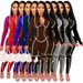 Women's Clothing Seamless Color-Block Long Sleeve Bodycon Jumpsuit - High Waisted Stretchy Polyester Pencil Pants With Zip Detail, Sexy & Stylish_ecoleips.com