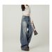 Blue Street Loose Wide Leg Jeans For Women 2025 New Style American Design High Waist Drop Bending Knife Pants_ecoleips.com