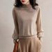 K Half High Neck Long Sleeved Knitted Shirt With Hidden Meat, Long Sleeved Loose Base Shirt_ecoleips.com