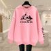 Women's Loose Casual round Neck Sweatshirt Fleece Lined Thickened Pure Cotton Top for Autumn Winter Versatile_ecoleips.com