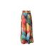 New Bohemian Style Women's Loose Wide Leg Pants 3D Digital Feather Print Pleated Waist Skirt Bottoms Fashionable Casual Trousers_ecoleips.com