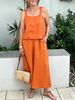 Women's Cotton And Linen Set Sleeveless Camisole Top Wide Leg Pants Two Piece Set_ecoleips.com
