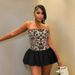 Women's Clothing Sexy Sequined Leopard Print Tube Top Stitching Mini Dress_ecoleips.com