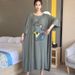 plus Size Extra Long Sleep Dress Women's Thin Short Sleeve Loose Home Clothes Korean Style Round Neck Home Comfortable Sleepwear_ecoleips.com