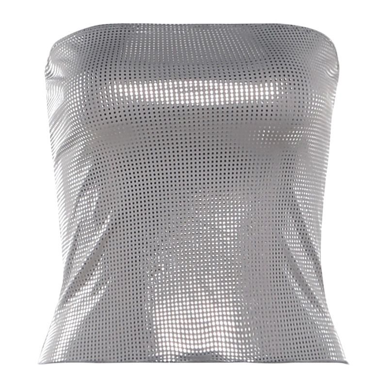 Women's Trendy Street Style Sexy Strapless Vest Top with Sparkling Back Tight Fit New 2026_ecoleips.com