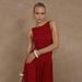 In-stock European And American Cross-border 2025 New Women's High-end Elegant Sleeveless Ruched Slim-fit Long Solid_ecoleips.com