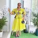 Elegant Flowy Maxi Dress With Puff Sleeves – Floral Print Chiffon A-Line Dress For Women ( Breathable Stretch Fabric, V-Neck & Elastic Waist)_ecoleips.com