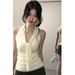 Purely Alluring Backless Lace-up Halter Neck Camisole, Summer Slim-fit High-end Sexy Knitted Sleeveless Top For Women_ecoleips.com