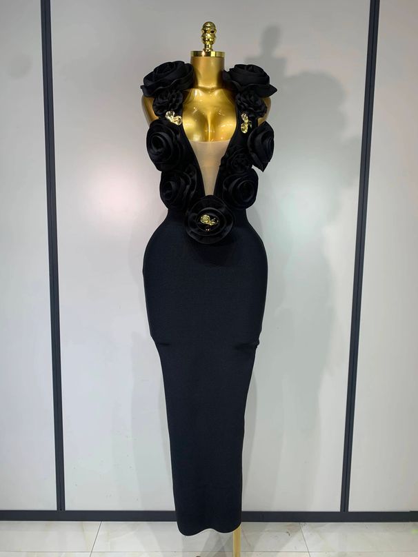 New Fashion 3D Flower Sleeveless Bodycon Bandage Dress Women Celebrity Elegant Party Club Luxury Birthday Dress Vestidos Z8GZ_ecoleips.com