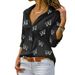 Women's Multicolor Butterfly Print Loose Lapel Shirt Long Sleeve Casual Top Fashionable Stylish_ecoleips.com