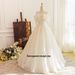 Satin Light Wedding Dress Simple Sweet Bow Off-Shoulder Art Exam Slimming Floor-Lgth Host Banquet Eving Gown For_ecoleips.com