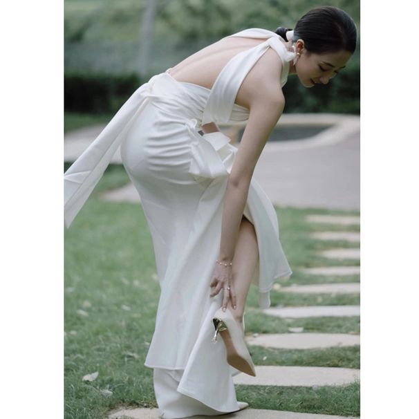 Light Wedding 2026 New Forest Style Bride Simple Small Train French White Slimming Mermaid Reception Dress Summer_ecoleips.com