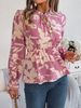 Women's Clothing Spring And Summer Casual Floral Lace Long Sleeve Chiffon Shirt Top_ecoleips.com