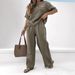 Women's Clothing 2 Piece Set Large Size Embroidered Casual Suit High Waist Loose Pants_ecoleips.com