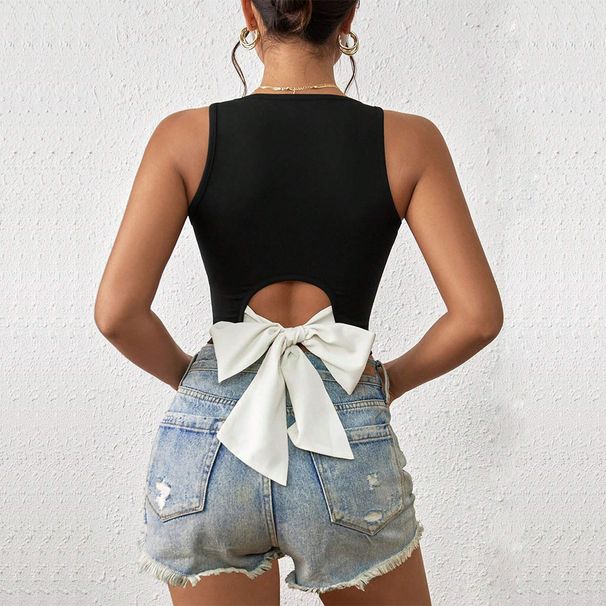 Aria Basics Aria Basics Cross-border European And American Women's Fashion 2026 New Sexy V-neck Slim-fit Ultra-short Sleeveless Hollow-out_ecoleips.com
