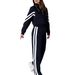 Women's Sporty Contrast Color Jacket & High-Waisted Straight Leg Pants Set – Navy/Green/Grey/White (S-Xxl, Fall Casual Outfit)_ecoleips.com