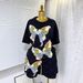 Women's Clothing Fashion Suit Butterfly Diamond Short Sleeved T Shirt Top Elastic Waist Wide Leg Shorts Two Piece Suit_ecoleips.com