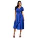 Summer Sexy Asymmetric Flared V-neck Women's High Waist Mid-length Dress Solid Color Evening Gown_ecoleips.com