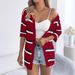 Real Shot Of 2026 Spring/summer Casual Striped Hollow-out Sleeveless Knit Cardigan For Vacation, Independent_ecoleips.com