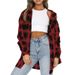 Aria Basics Aria Basics 2025 Cross-Border Women's Tops Autumn/Winter New Long-Sleeve Loose Casual European And American Plaid Shirt_ecoleips.com
