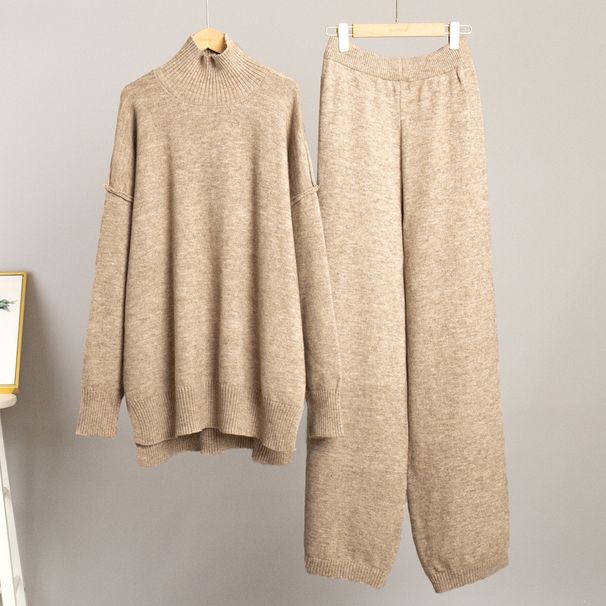 Cross-Border Turtleneck Sweater For Women, European American Style, Autumn And Winter New Loose Casual Thick Knitted_ecoleips.com