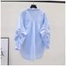 Women's Clothing Long Sleeved Drawstring Long Sleeve Shirt – Oversized Relaxed Fit Blouse With Collar (90% Polyester, Wrinkle-Free Layering Staple)_ecoleips.com