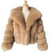 Women's Clothing Elegant Faux Fox Fur Coat – Premium Winter Coat For Women, Suit Collar Design_ecoleips.com