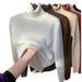 Women's High Neck Fleece Sweater - Winter Warm Tops, Thickened All-in-One Thermal Shirt For Autumn & Winter (Plum/Black/Dark Blue)_ecoleips.com