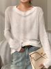 K Soft Nuo Sweater Hollow Knitted Sweater Premium Loose Top Round Neck Hoodie Fashion Single Item Sunscreen_ecoleips.com