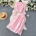 Women's Clothing Suit For Women Short Round Neck Puff Sleeve Lace Top High Waist Wide Swing Skirt Women Two Piece Suit_ecoleips.com