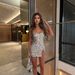 2025 European And American Spring Summer Fashion New Cross-Border Colorful Diamond Pattern Sequin Slit Bodycon Sexy_ecoleips.com