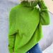 Women's Oversized Turtleneck Sweater – Cozy Raglan Sleeve Pullover In Solid Colors (Green/Orange-Red)_ecoleips.com