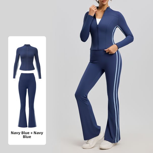 Seamless High-Waist Yoga Set – Peach Lift Tech Leggings & Sports Bra – Striped Naked Feel Workout Outfit_ecoleips.com
