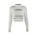 2025 Sexy Hollow Out Long Sleeved High Neck Top For Autumn And Winter Women's Clothing 8815_ecoleips.com