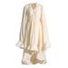 Women's Clothing Luxury Cape Style Long Skirt New Sexy Fashion V Neck Ruffled Temperament Dress Dress_ecoleips.com