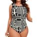 Women's Clothing Fat Woman Large Size Multicolor Plaid Print Slim Backless One Piece Bikini Swimsuit Women_ecoleips.com