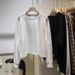 American Style Space Cotton Solid Color Raglan Long Sleeve T-Shirt For Women Spring Korean Version Plus Size Loose Base_ecoleips.com