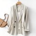 Women's Clothing Women's Solid Color Suit Jacket High End Design Striped Cuffs Casual Jacket_ecoleips.com