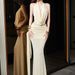 2026 New European And American Ins Wind Deep V Slim Sleeveless Backless Temperament Hip-wrapped Streamer Dress Women_ecoleips.com