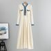 Women's Clothing Spring And Autumn Women's Clothing Temperament Slim Denim Splicing Contrast Color Long Sleeved Dress_ecoleips.com