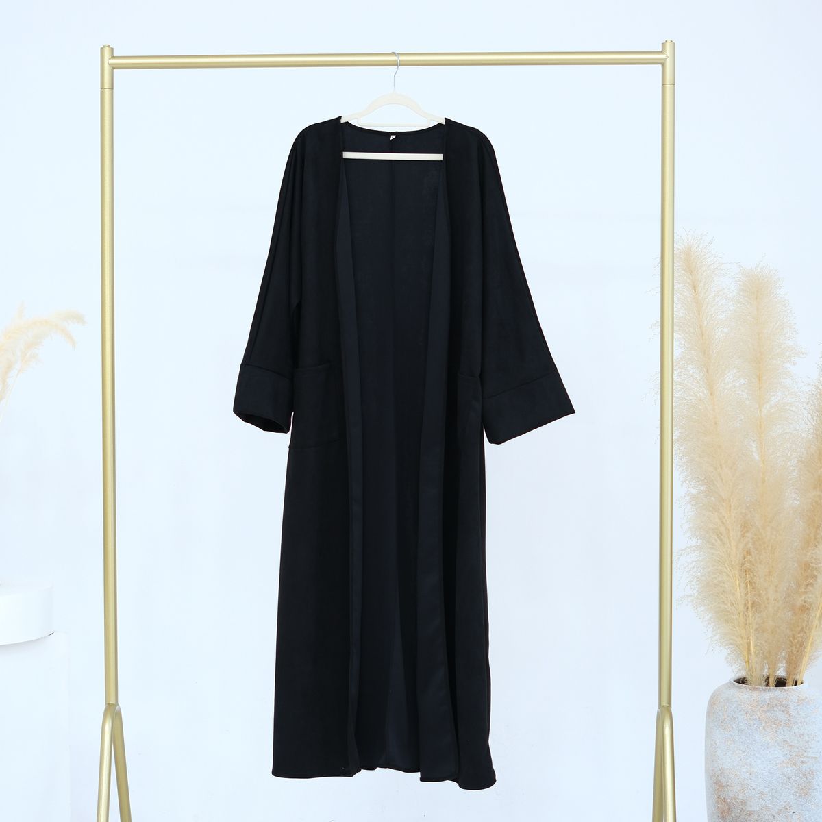 Modest Abaya Dress Plus Size Suede Cardigan Dress Women's Autumn Winter Fashion England Style Regular Thickness_ecoleips.com